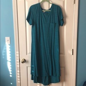 Blue Lularoe Carly high low swing dress XL